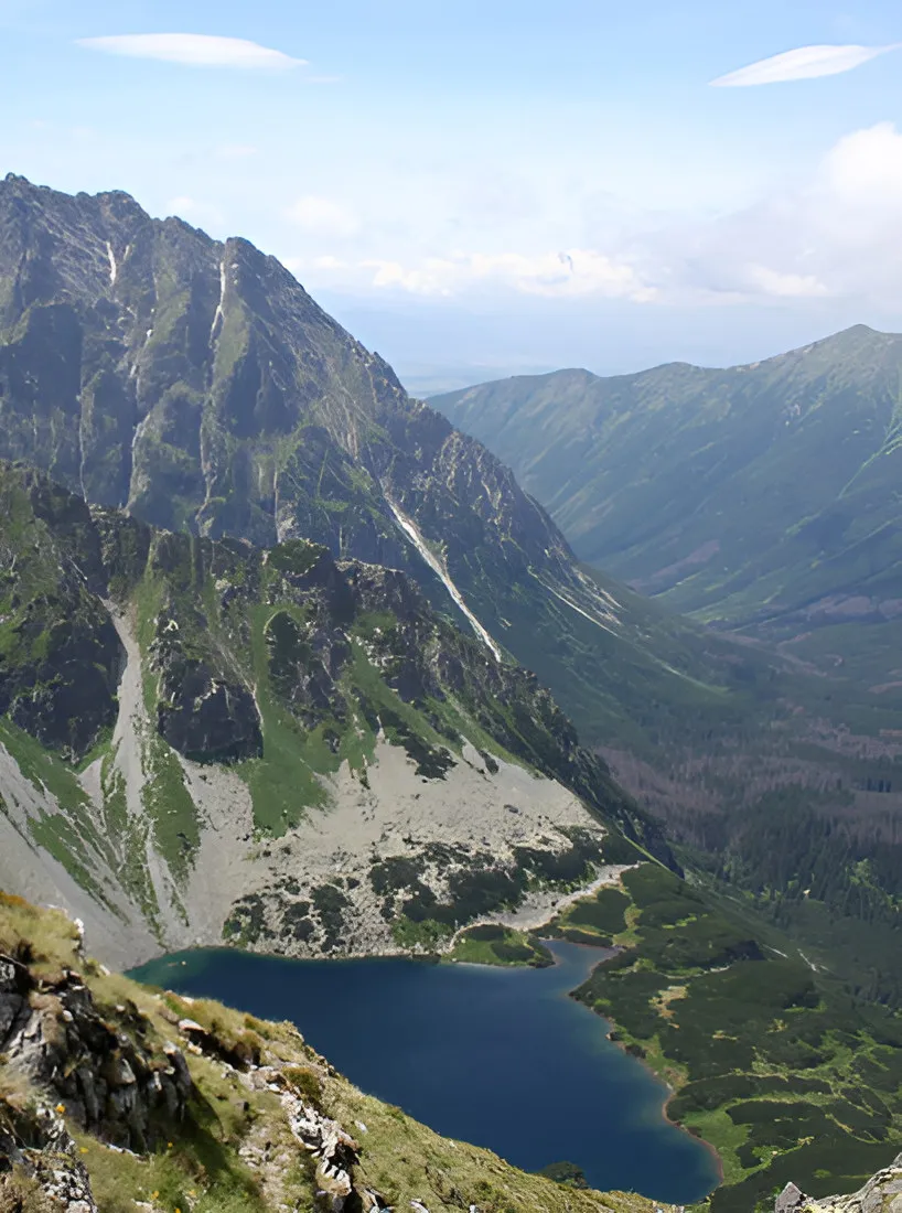 Mountain lake in a rocky valley