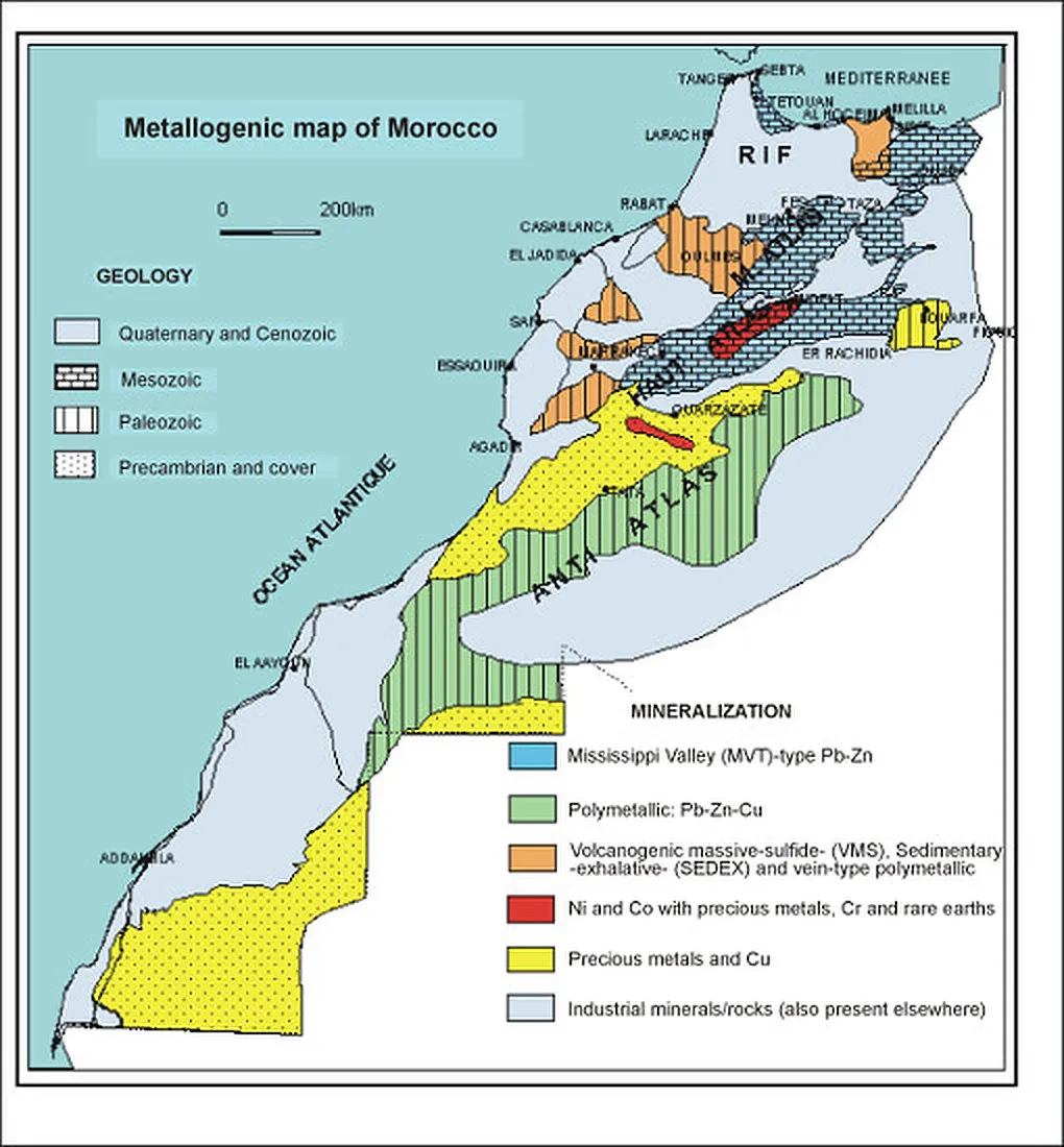 Simplified metallogenic map of Morocco